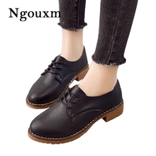 Ngouxm2019autumn женские туфли-оксфорды женские кожаные оксфорды на плоской подошве женские спилок Дерби повседневные с круглым носком на шнуровке