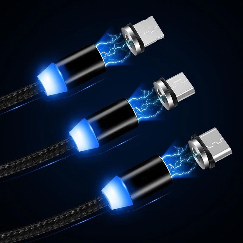 

Magnetic Micro USB Cable 2A Charge 1M LED Magnet Charger Data Cable For iPhone Xiaomi 4X Huawei P8 Lite Samsung A5 J5 J7 2017