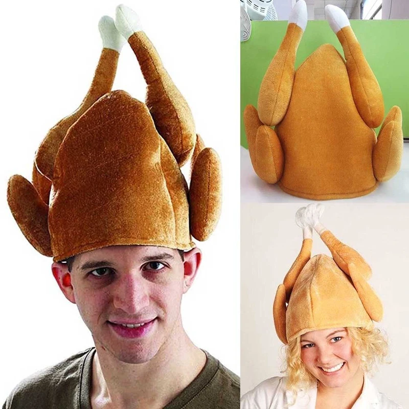 US STOCK ROASTED TURKEY HAT Thanksgiving Costume Roast Chicken Raw Poultry Bird Trot Chef