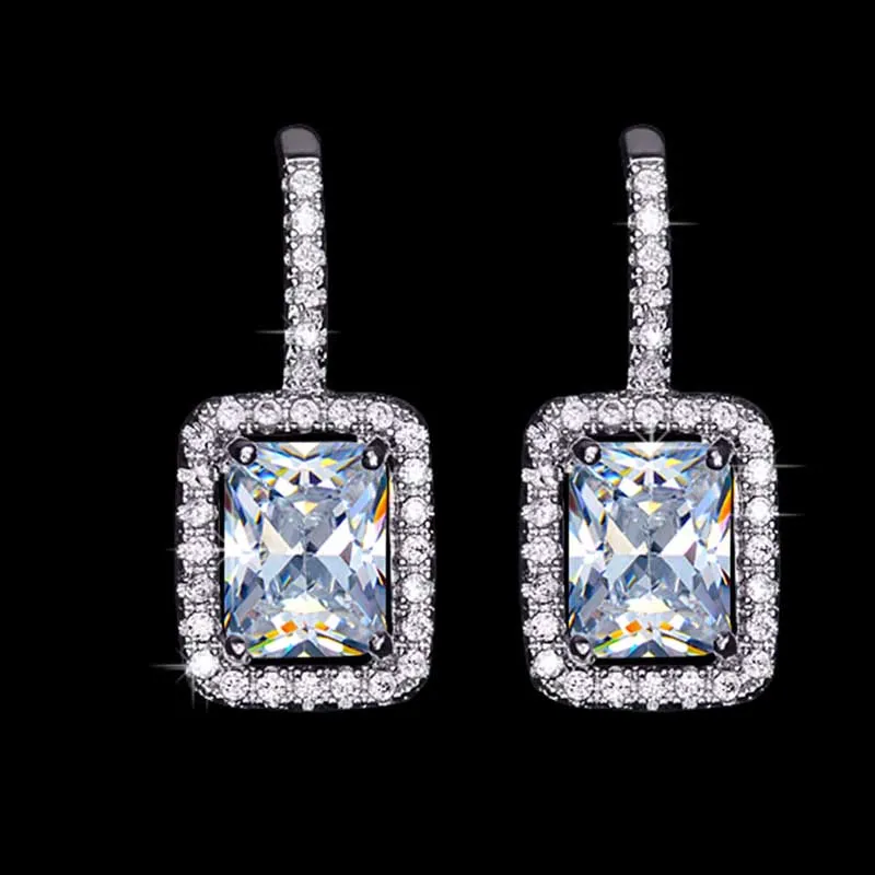 

Vintage Style Luxury Big Square Stone Drop Earrings for Women Cubic Zircon Crystal Stone Earring High Fashion Ear Decoration