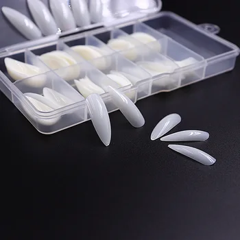 

100pcs/box Long Stiletto Sharp End Acrylic Full Cover False Nail tips Plastic Full False French Nail Art Tips Fake Nails Manicur