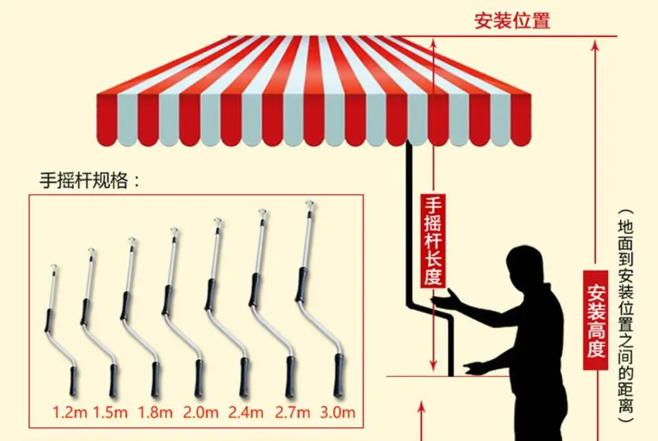 4*2.5m Manual retractable canopy Waterproof awning Outdoor 