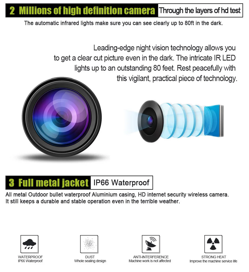 Wistino CCTV WiFi IP Camera 720P Outdoor Security Camera Bullet Waterproof Surveillance Camera Wireless Network Night Vision 1MP (7)