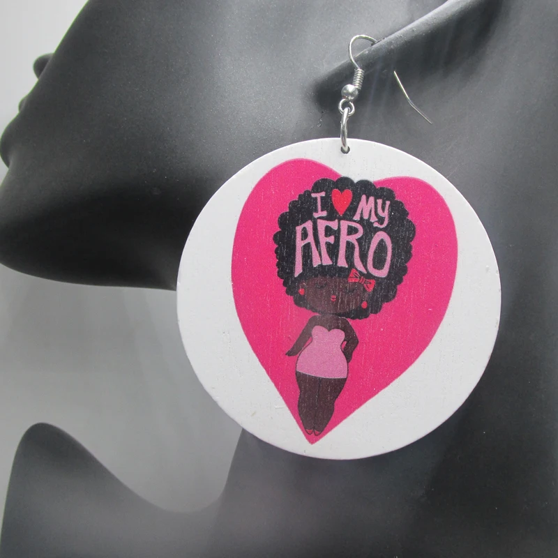 Бесплатная доставка! Я люблю мои африканские деревянные серьги|afro wooden earrings|wooden