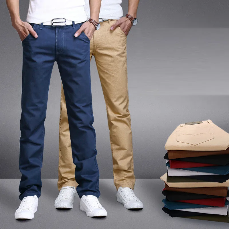 Модные мужские деловые повседневные брюки хлопковые Узкие прямые брюки весна лето длинные брюки мужские брюки