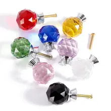 1 pcs Drawer Cabinet Wardrobe Pull Handle Knobs Diamond Crystal Glass Alloy Door Handles