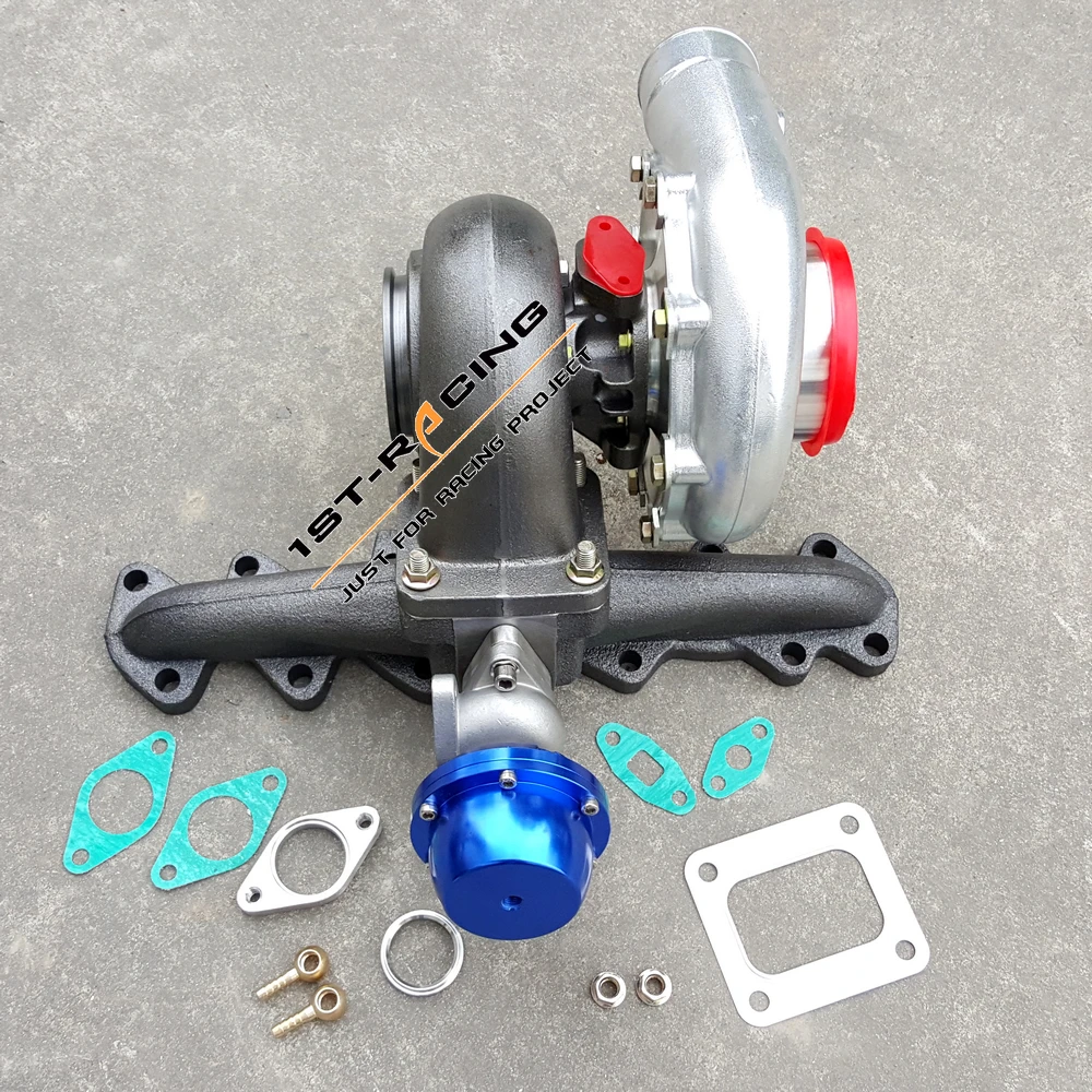

Exhaust Manifold + T4 Turbo AR.80 /.81 Oil + Wastegate blue for 2JZ-GTE 2JZGTE