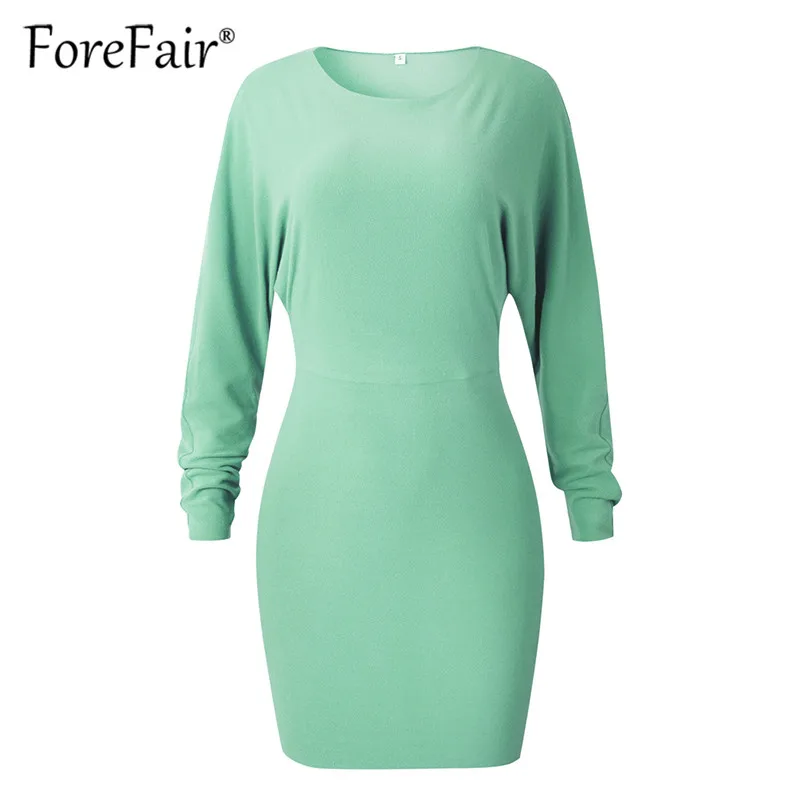 Forefair повседневное однотонное осенне зимнее платье 2018 Женская одежда с длинным