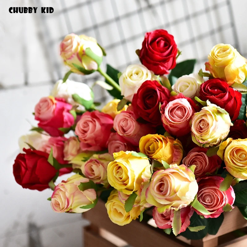 

24pcs/lot ! wholesale super high simulation real touch artificial rose flowers wedding decorative Moisturizing felt latex rose