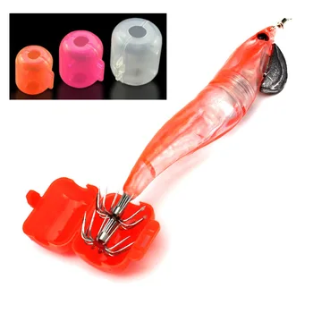 

20Pcs/Bag Plastic Squid Jigs Wood Shrimp Hook Cover Umbrella Hooks Box 4 Size Fishing Accessories Random Color
