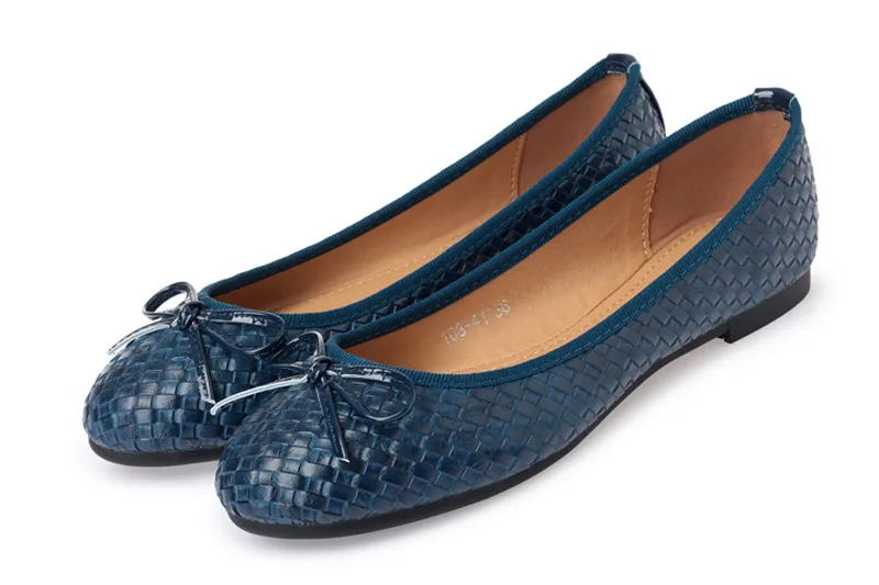 Ladies Casual Flat Shoes Spring Bowtie Flats Women Round Toe Slip-on Ballet Flats Knitted Pu Leather Ballerinas Flats For Women  (24)