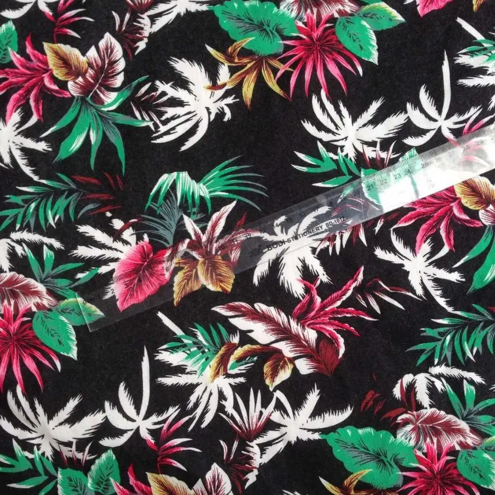 Stretch printed imitation Denim palm printed fabrics clothing fabrics