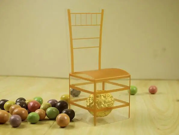 Us 20 7 8 Off 100pcs Lot Free Shipping Gold Chair Pvc Transparent Candy Box Favor Gift Box Wedding Box Baby Shower Boxes Wedding Favors In Gift Bags
