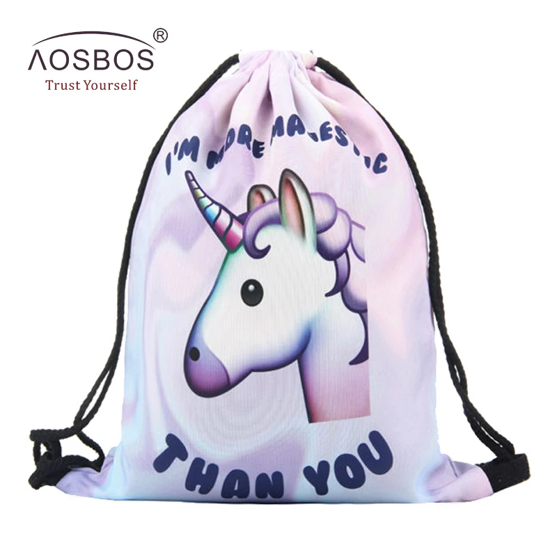 Aosbos Drawstring Backpack Foldable Sports Gym Bag Outdoor Training Fitness 3D Printing Travel Sack Bags | Спорт и развлечения