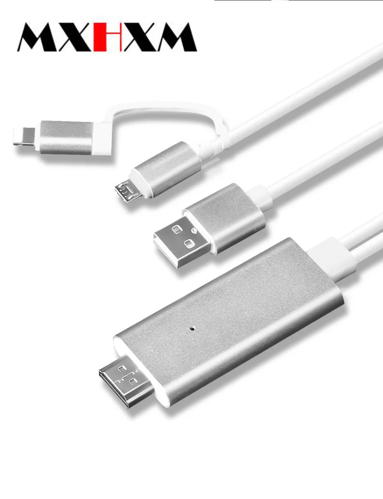 2 в 1 подключи и играй Универсальный HDMI кабель для iphone android к hdmi поделиться той же линией экрана