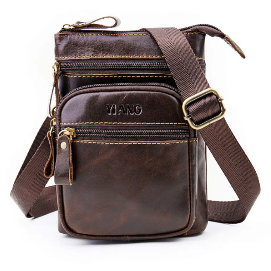 

New High Quality Men's Vintage Genuine Leather Messenger Crossbody Bag Trend Belt Fanny Waist Bag Wallet Belt Pouch Bags