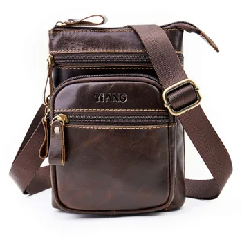 

New High Quality Men's Vintage Genuine Leather Messenger Crossbody Bag Trend Belt Fanny Waist Bag Wallet Belt Pouch Bags