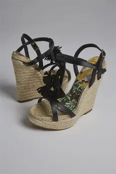 

2018 Summer Hot Suede Tassel Ladies Fashion Wedge Sandals Open Toe Ladies Sexy High Heels Ankle Buckle Female Dress Shoes Size41