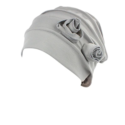 Женская мусульманская стрейчевая шапочка-тюрбан, однотонная хлопковая кепка chemo, шарф для выпадения волос, кепка хиджиб, 7 цветов - Цвет: gray