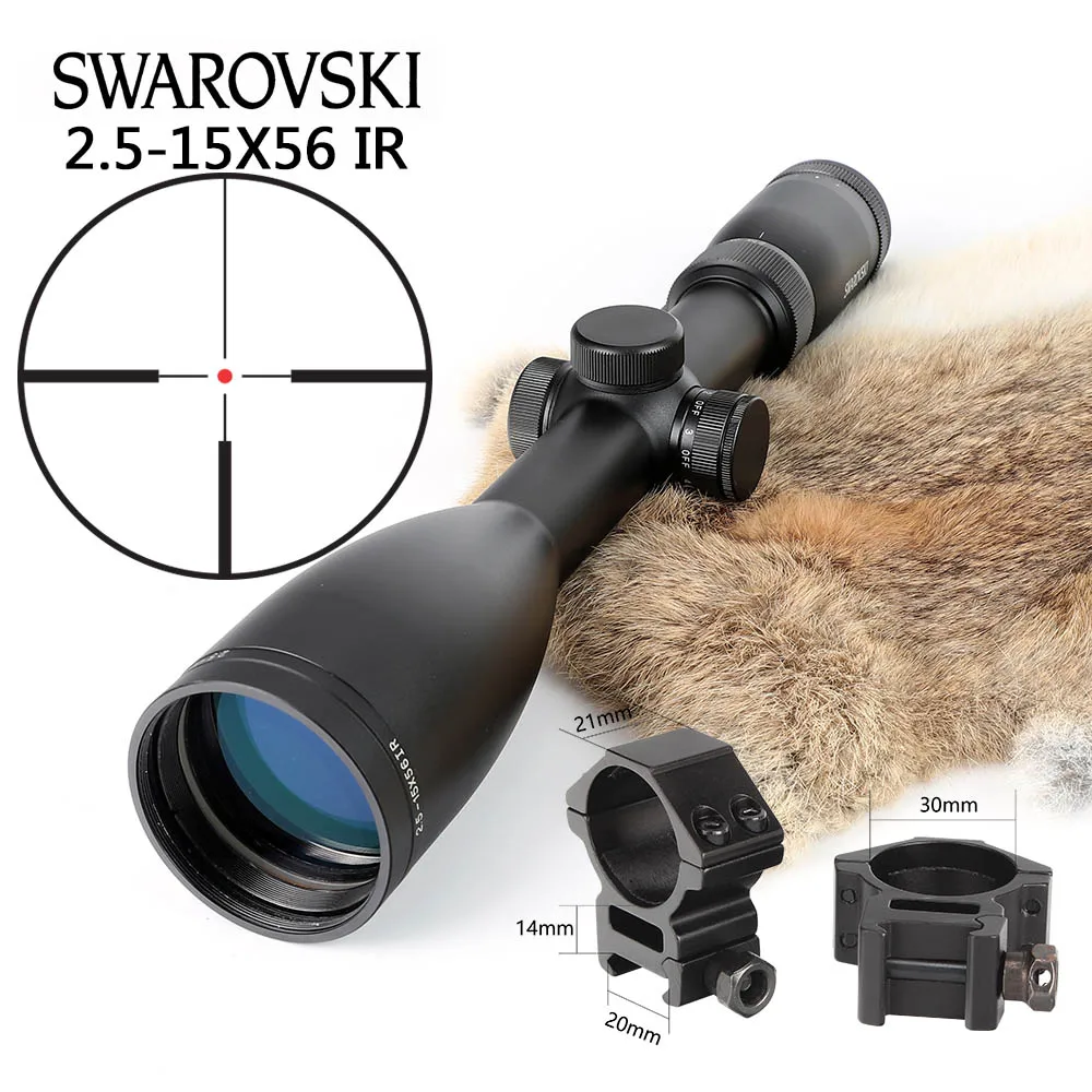 Имитация Swarovskl 2,5-15x56 IRZ3 прицел F15 красная точка сетка Охотничья винтовка прицелы Сделано в Китае - Цвет: with Picatinny Rings