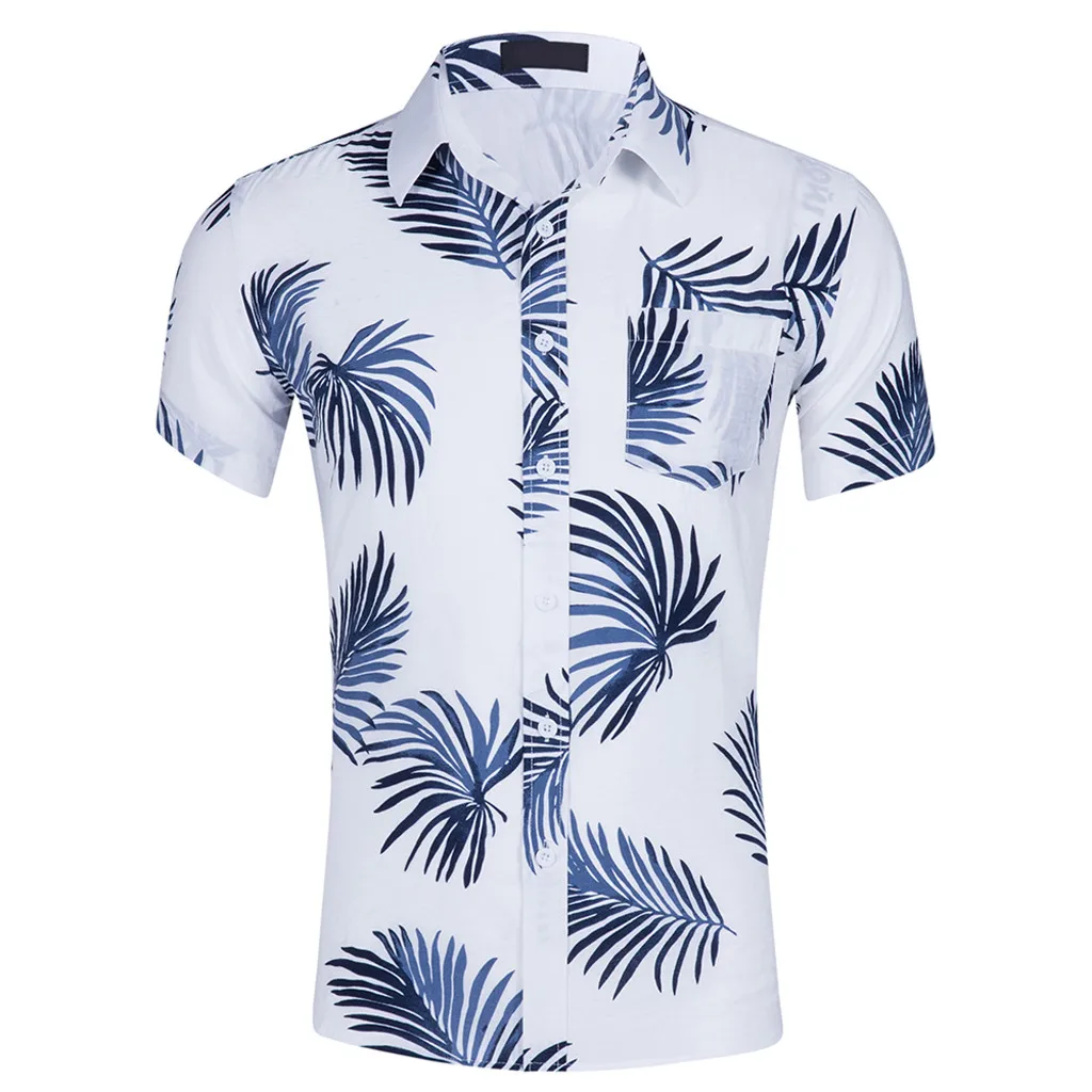 Летняя Гавайская Мужская рубашка с коротким рукавом, хлопковая Повседневная рубашка с цветочным принтом, мужская одежда, мода, Dec18