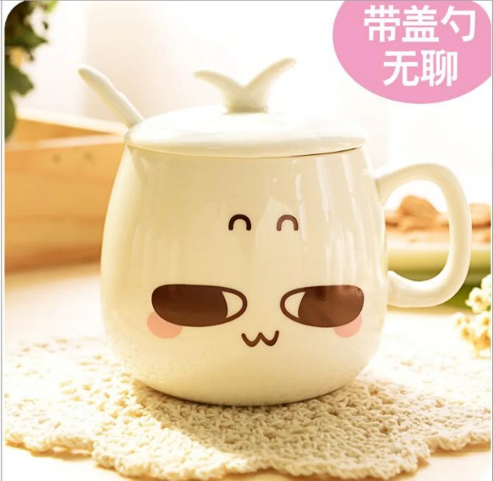 Gratis Pengiriman 320 ML Kartun Lucu Ekspresi Keramik Air Mug