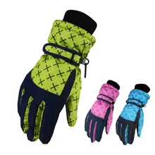 Женские зимние профессиональные лыжные перчатки зеленого, синего, розового цвета, высококачественные ветрозащитные перчатки для сноуборда, катания на лыжах для спорта на открытом воздухе