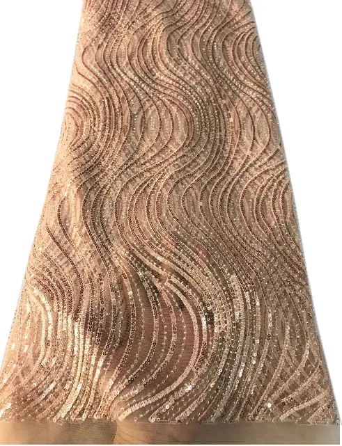 

3D lace fabric for haute couture dress with 3D flowers and feathers gold lace fabric
