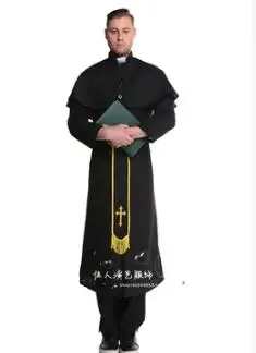 Духовенство халаты пастор одежда монашки костюм на Хэллоуин - Цвет: Бежевый
