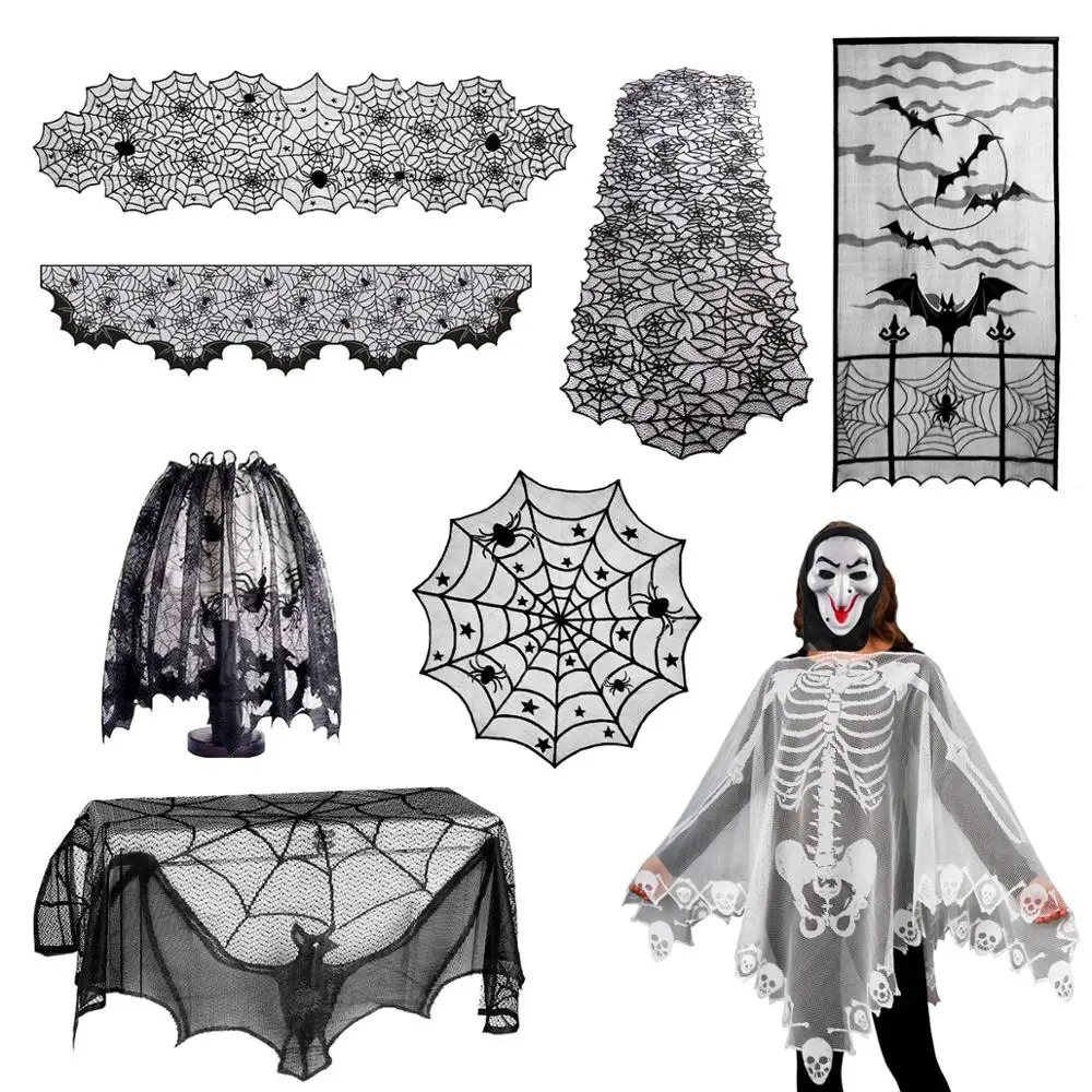 

PATIMATE Halloween Decoration Costumes for Women Halloween Spider Decor Tablecloth Bat Curtain Stove Cloth Halloween Party Decor