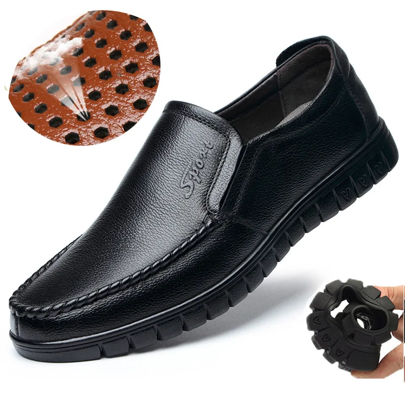 

Men Genuine Leather Shoes Slip On Shoes Real Cow Leather Loafers Mens Moccasins Shoes Italian Designer Casual Shoes Breathable