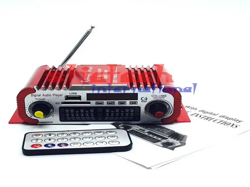 DHL или FedEx 5 шт. автомобильный усилитель MP3 FM/USB плеер цифровой дисплей усилитель мощности с пультом дистанционного управления красный синий на выбор
