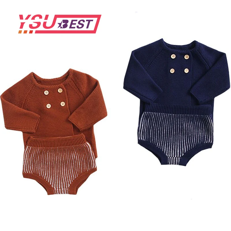 

2019 Baby Girl Clothes Cotton Knit Set Baby Coat and Shorts Spring Autumn Infant Clothing Suit Baby Boy Clothes Winter Outfit