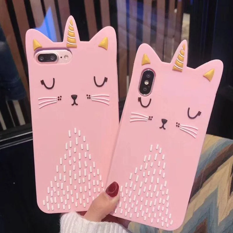 

3D Cute Cover For iPhone X Cases Leopard Beard Cat Silicone Covers For iPhone 6S 8 SE 7 Plus XS MAX XR 5S Case Horse Soft Coque
