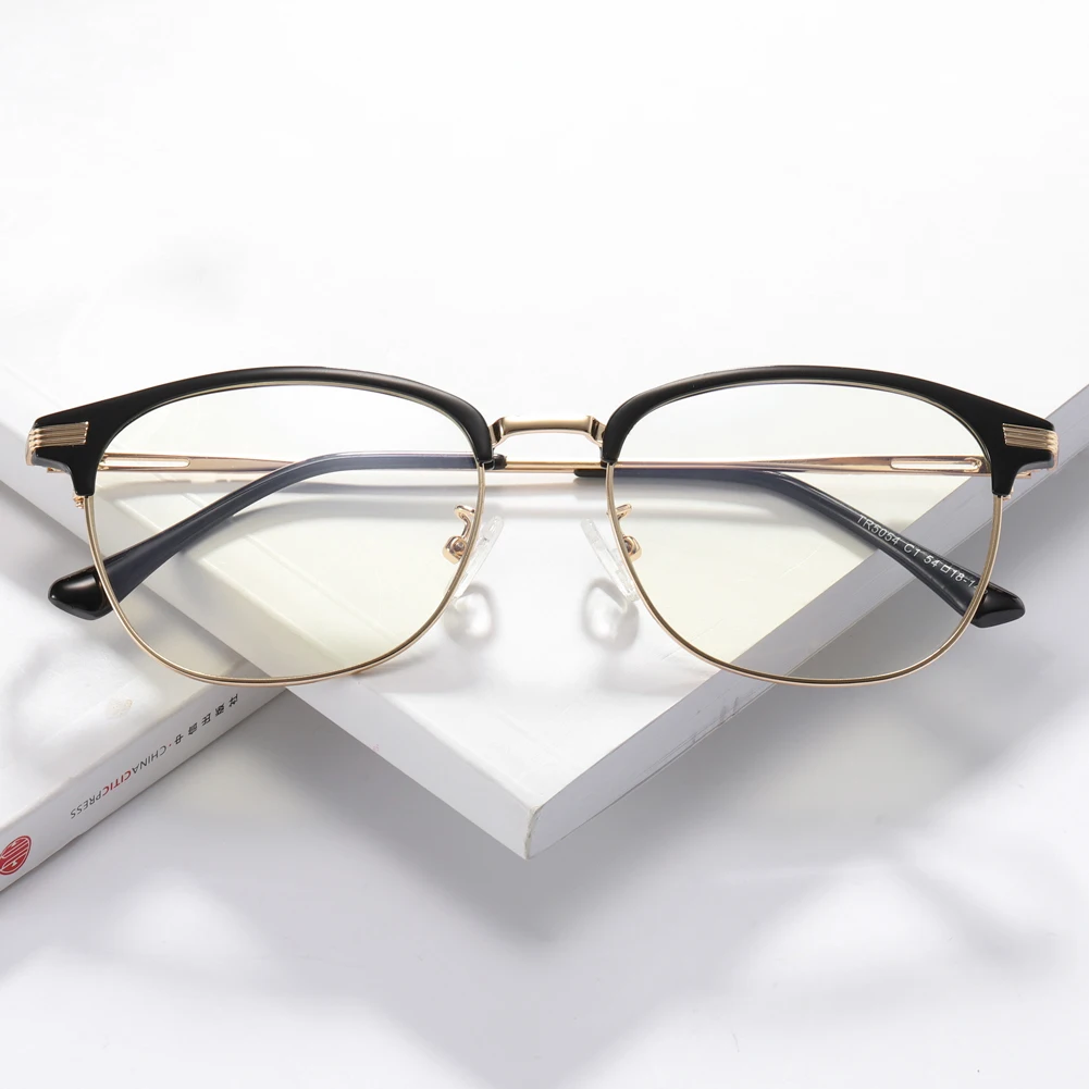 

TR90 Anti-Blue Ray Eyeglasses Plastic Titanium Prescription Eyewear Frame Black Lightweight Computer Glasses Frame for Women Men