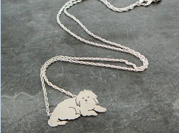 

Dog Pendant Necklace .. Custom Pet Portrait Silver Maltese silhouette Memorial Jewelry Mothers Day Keepsake--12 pcs/Lot