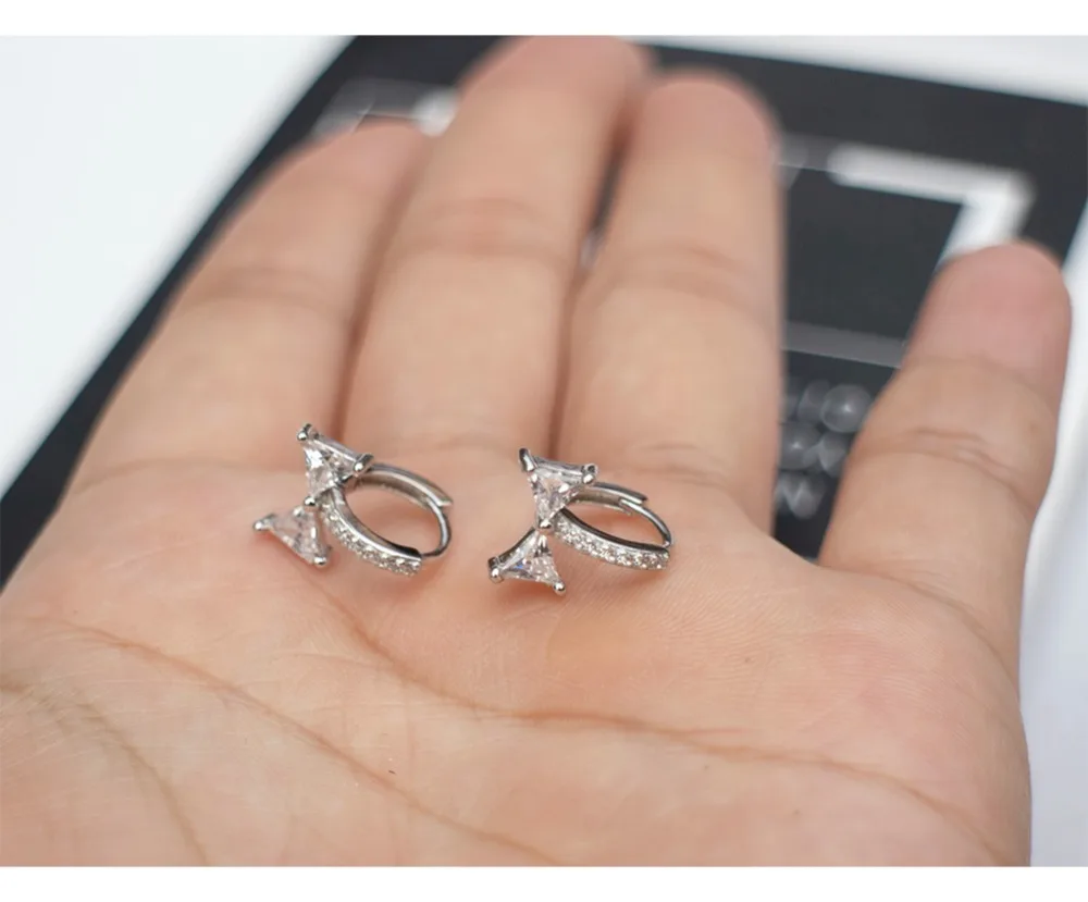 Серьги из стерлингового серебра S925, модные, с бантом, с пряжкой, кольцо для ушей, простые, милые, темпераментные, для девушек, серебряные, ювелирные изделия для ушей