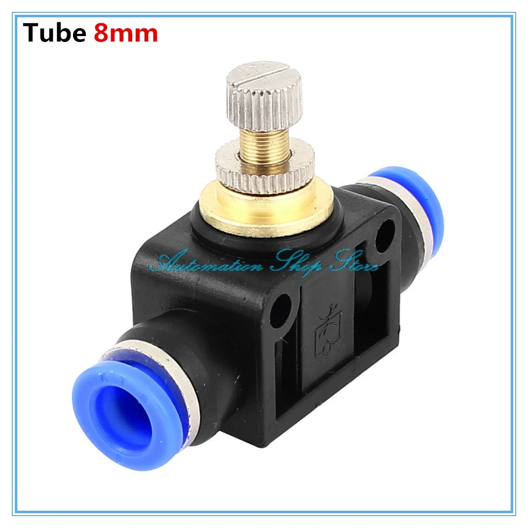 5pcs throttle valve SA 8mm to 8mm Air Flow Speed Control Valve Tube Water Hose Pneumatic Push In