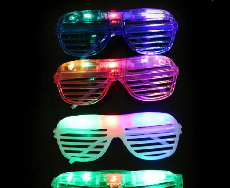 

24pcs/lot Party Costumes Glow in dark LED Glowing Rainbow Window-shades Mask Glasses Festival Halloween Party Supplies Favor