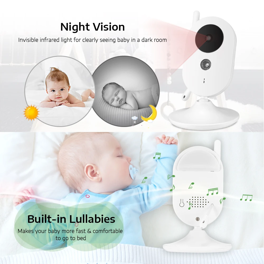Беспроводной видео детский спальный монитор 3,5 дюйм(ов) ЖК-цифровой аудио видео монитор сна инфракрасный датчик температуры ночного