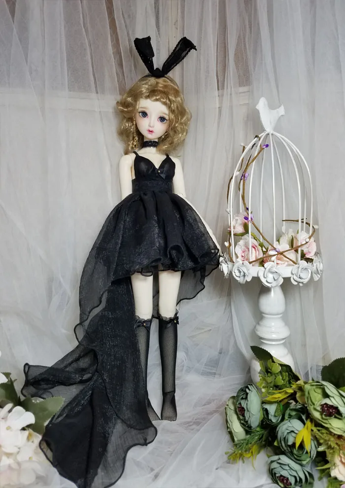B trailing skirt Новое сексуальное черное платье без бретелек со шлейфом 1/3 1/4 SD DD MSD BJD кукольная одежда - Цвет: B trailing skirt