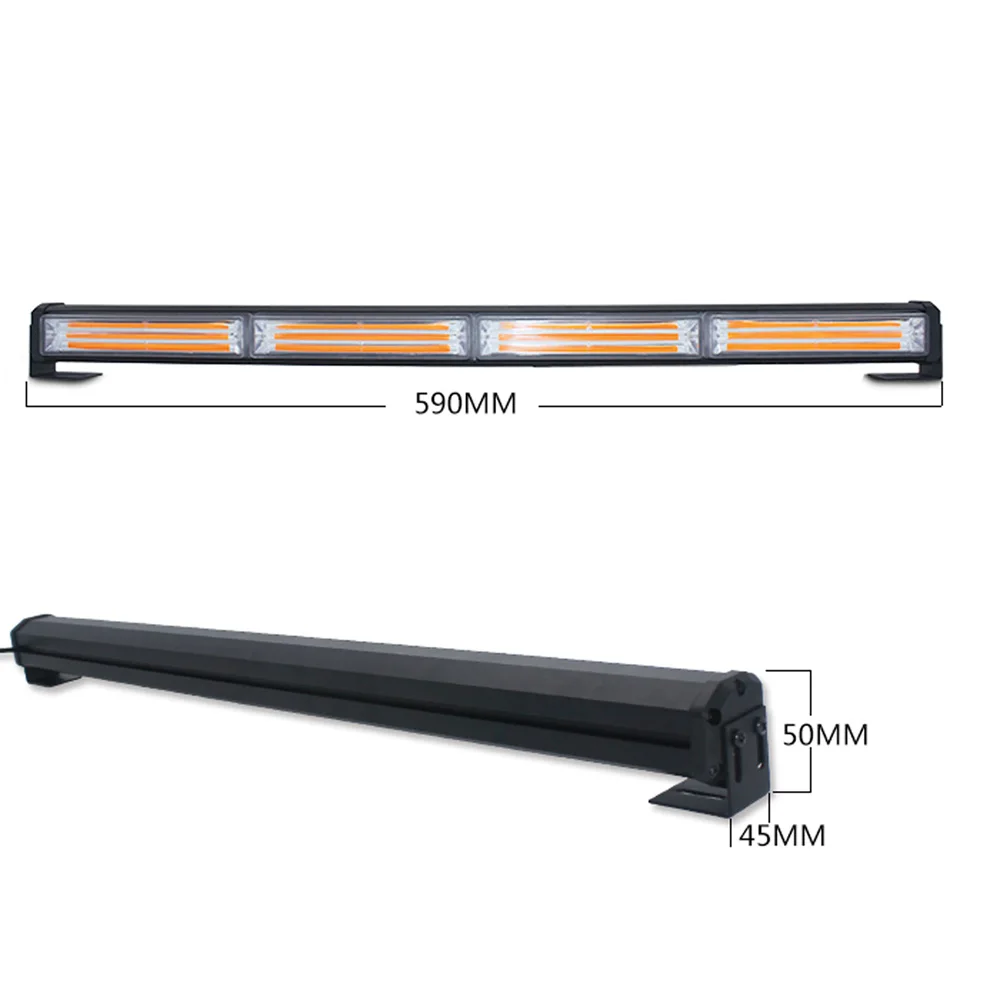 DC12-24V Car LED Police Lights COB Strobe Single Row Bar Lamp Traffic Open Road Warning Car Mid-network Long Strip Light 14 Mode