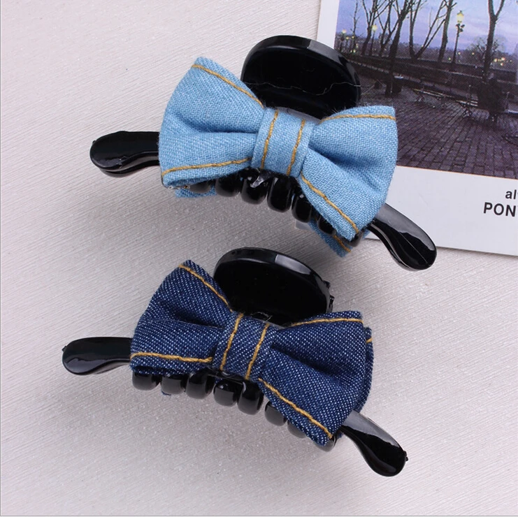 

New women Hair Clip fashion Hair Claw denim bowknot Hairpin hair accessories for women hair crab clamp