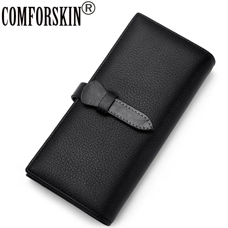 

COMFORSKIN Genuine Leather Women Wallets Long Multi-Card Bit Ladies Zipper Purse High Quality Cowhide Female Wallet Hot Sales