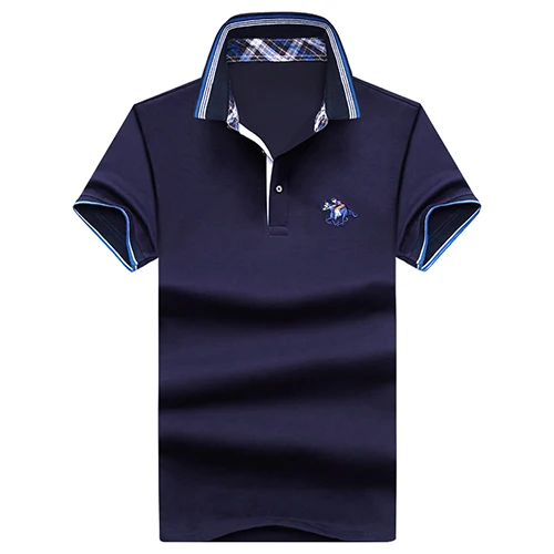 Зона джунглей Мужская однотонная 3D вышитая рубашка поло с коротким рукавом деловая рубашка Поло мужское поло рубашка Топ качественное поло 1713 - Цвет: 1713 blue