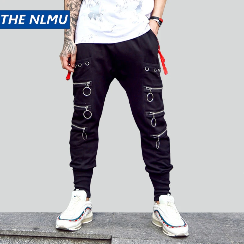 Elastic Waist Zipper Design Joggers Pants Men Fashion