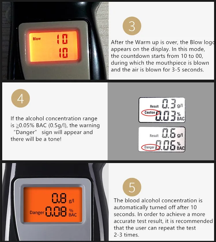 Портативный цифровой алкотестер дыхания Алкотестер Анализатор ЖК ...