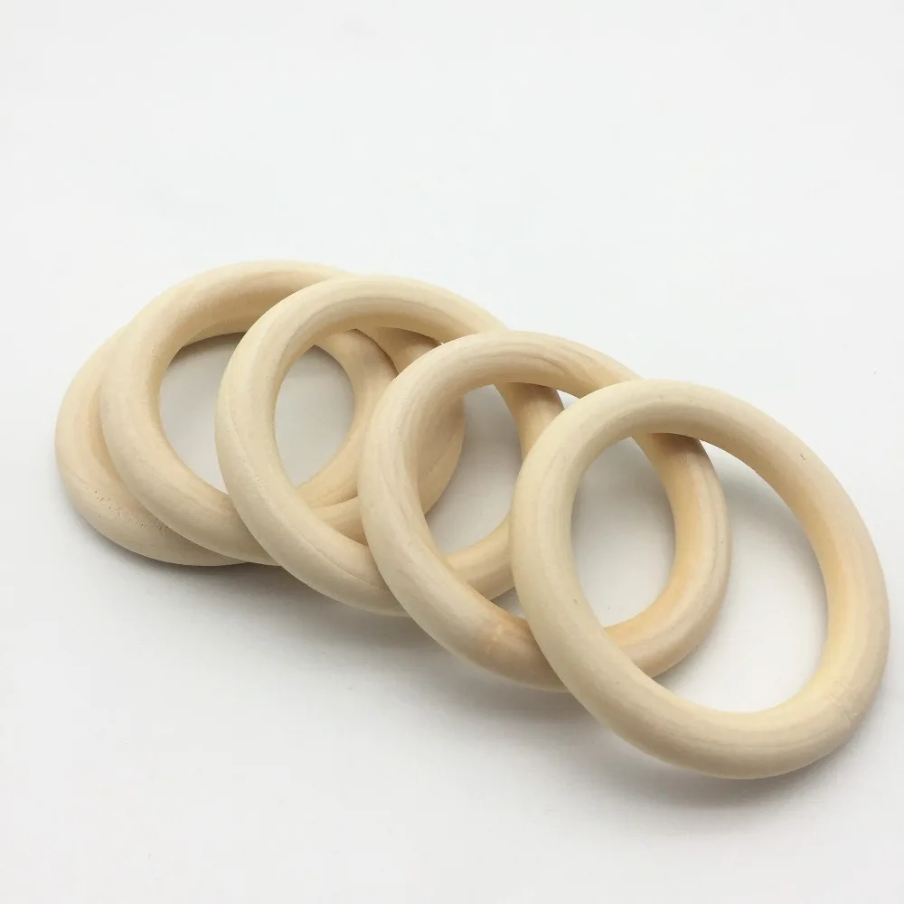 50pcs Natural Wood Rings Circle Unfinished Natural Wooden Round Rings DIY Wood Craft Pendant Connectors Jewelry Making