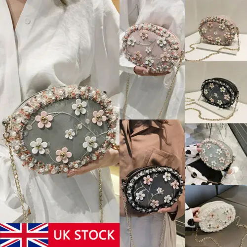 

UK New Women Candy Small Circle Round Shoulder Pearl Chain Cross Body Bag Purse