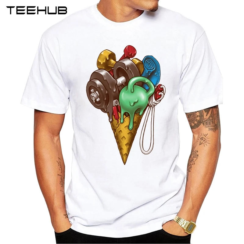 

2019 TEEHUB Summer Men's Fashion chocolate ice cream Printed T-Shirt Short Sleeve Popular Design Tops Novelty Tee